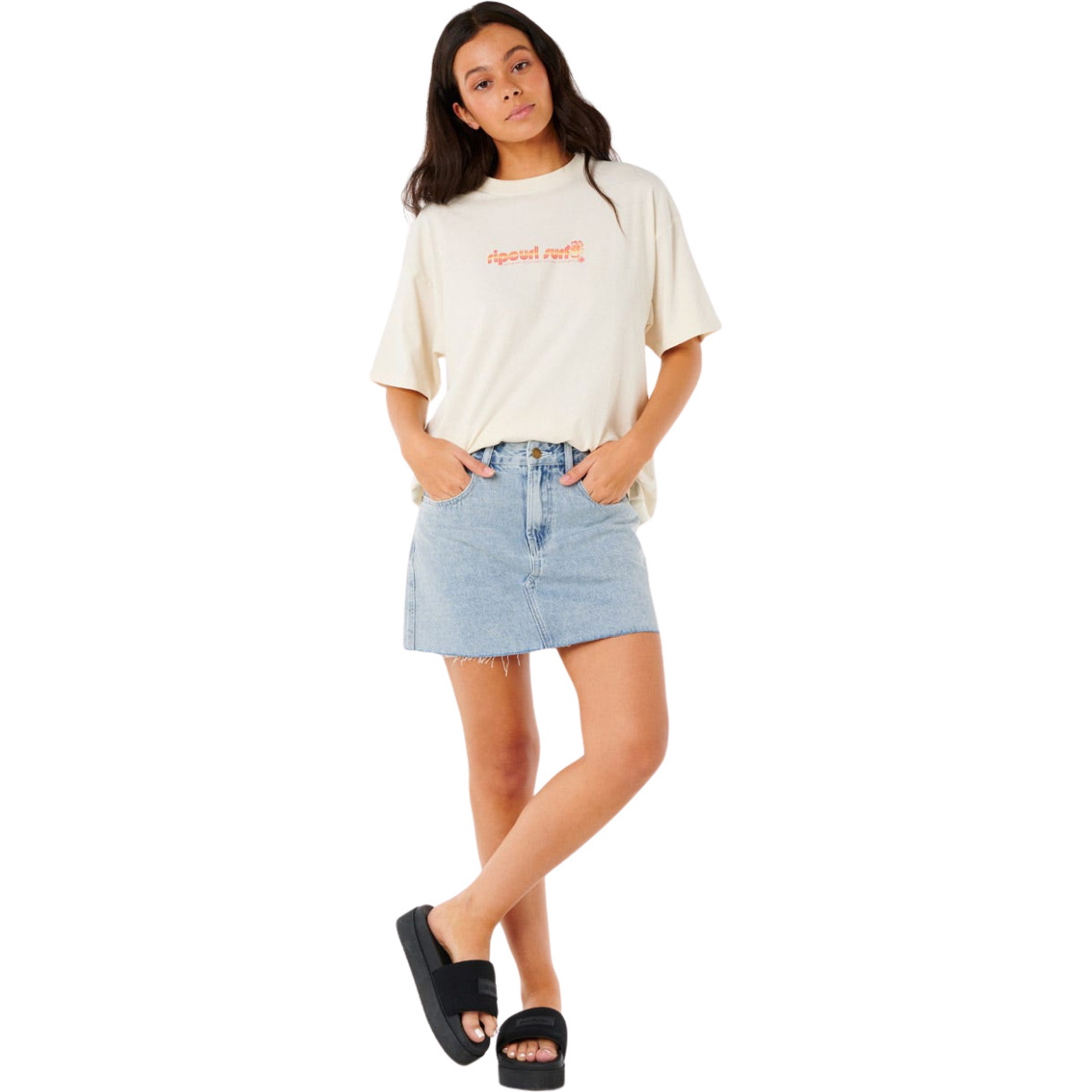 2025 Rip Curl T-shirt Neon Isles Heritage Tee 0IHWTE - Bone